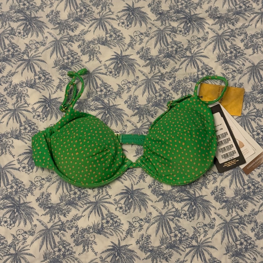 VIX Green polka dot bikini top